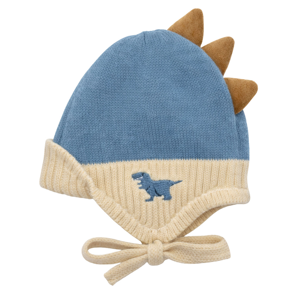 Image Tuque Dino pour enfants - Beige & Bleu (3-5 ans)